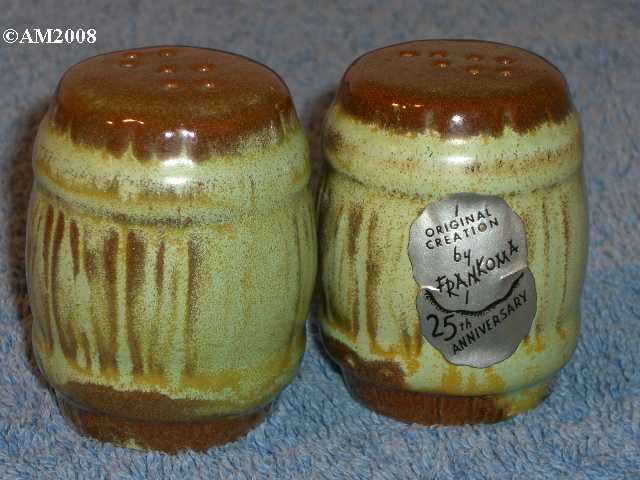 Frankoma barrel shakers glazed prairie green